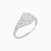 Antique Inspired Hexagonal Illusion Cluster Ring with Openwork - Shahin Jewelry